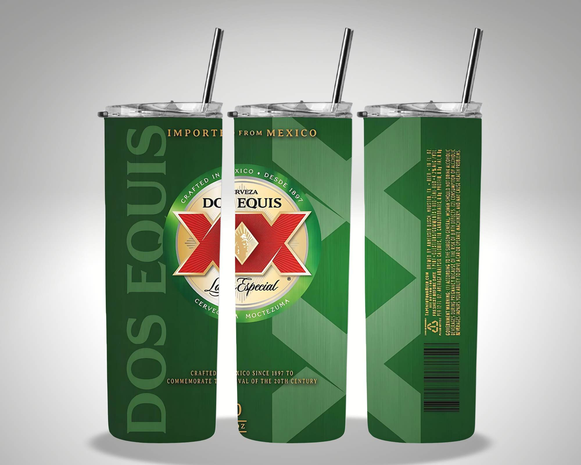 Dos Equis 20oz Tumbler w/straw and lid 