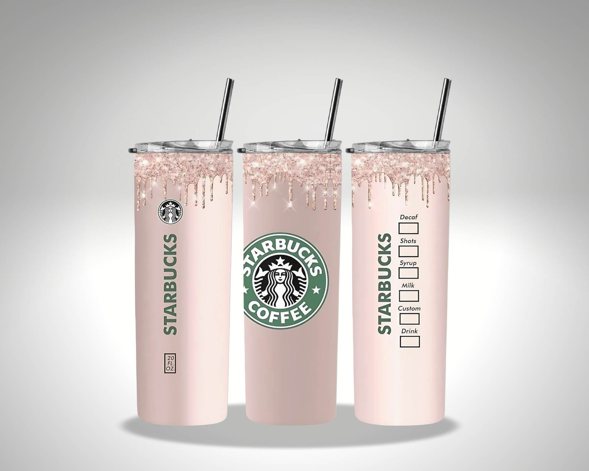 Glitter 20oz Tumbler w/straw and lid 