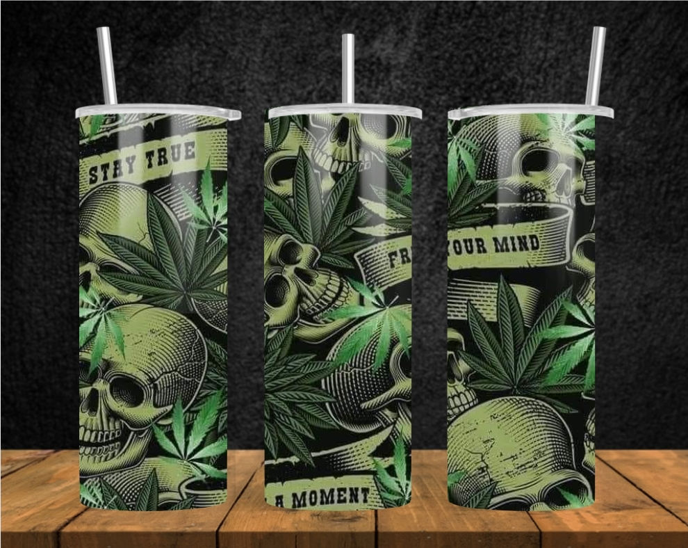 Weed skull 20oz Tumbler w/straw and lid 