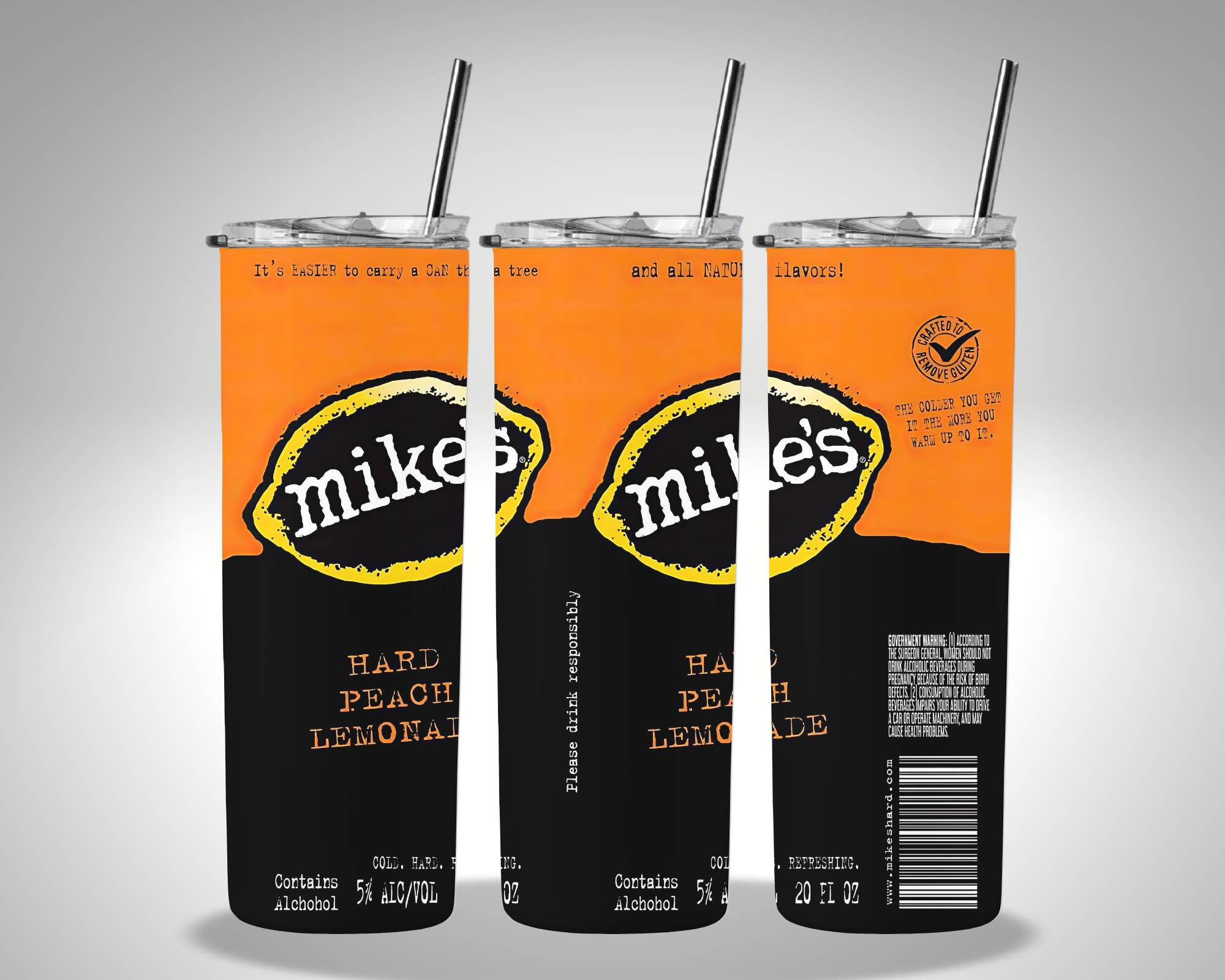 Mike's hard peach 20oz Tumbler w/straw and lid 