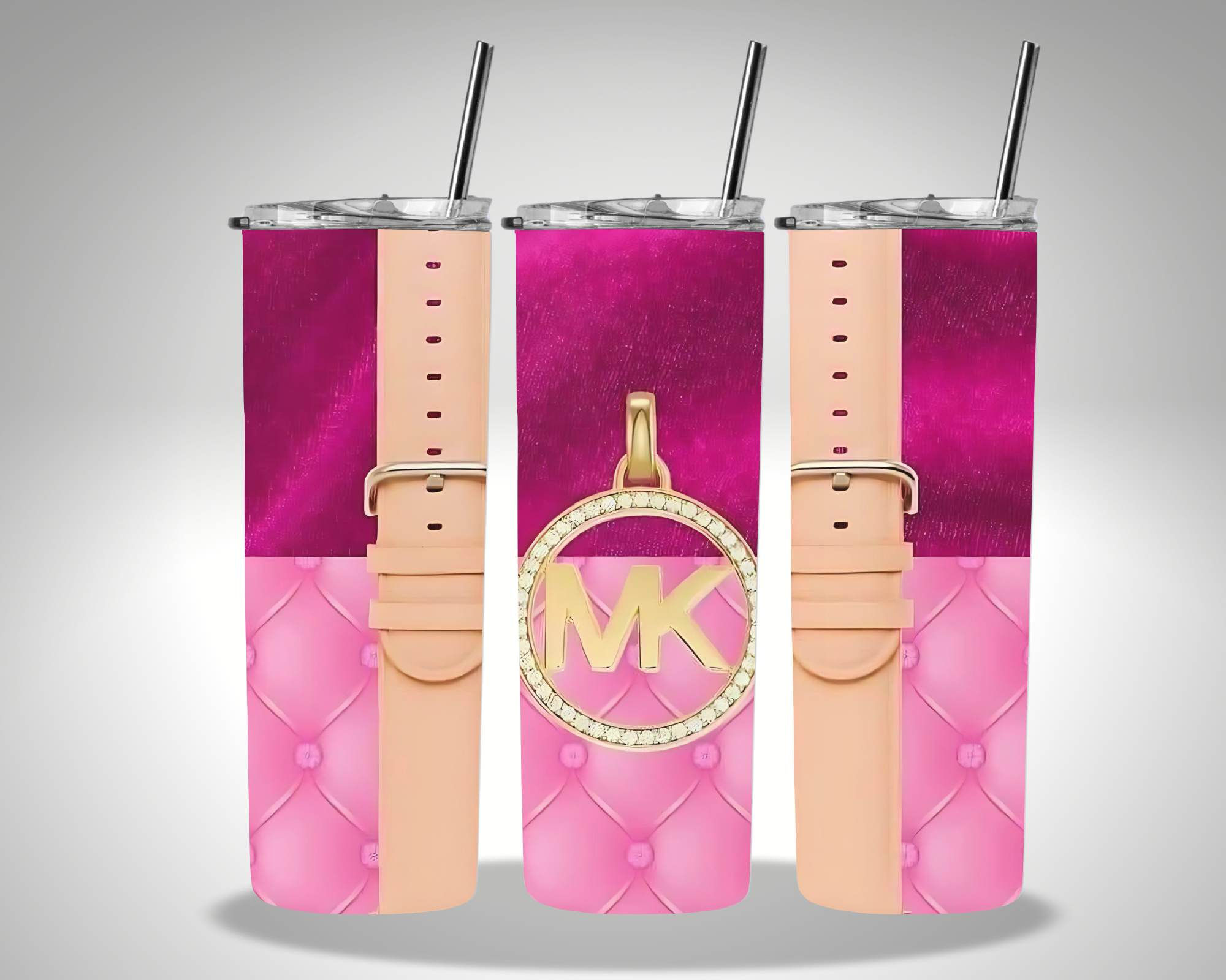 Pink MK 20oz Tumbler w/straw and lid 
