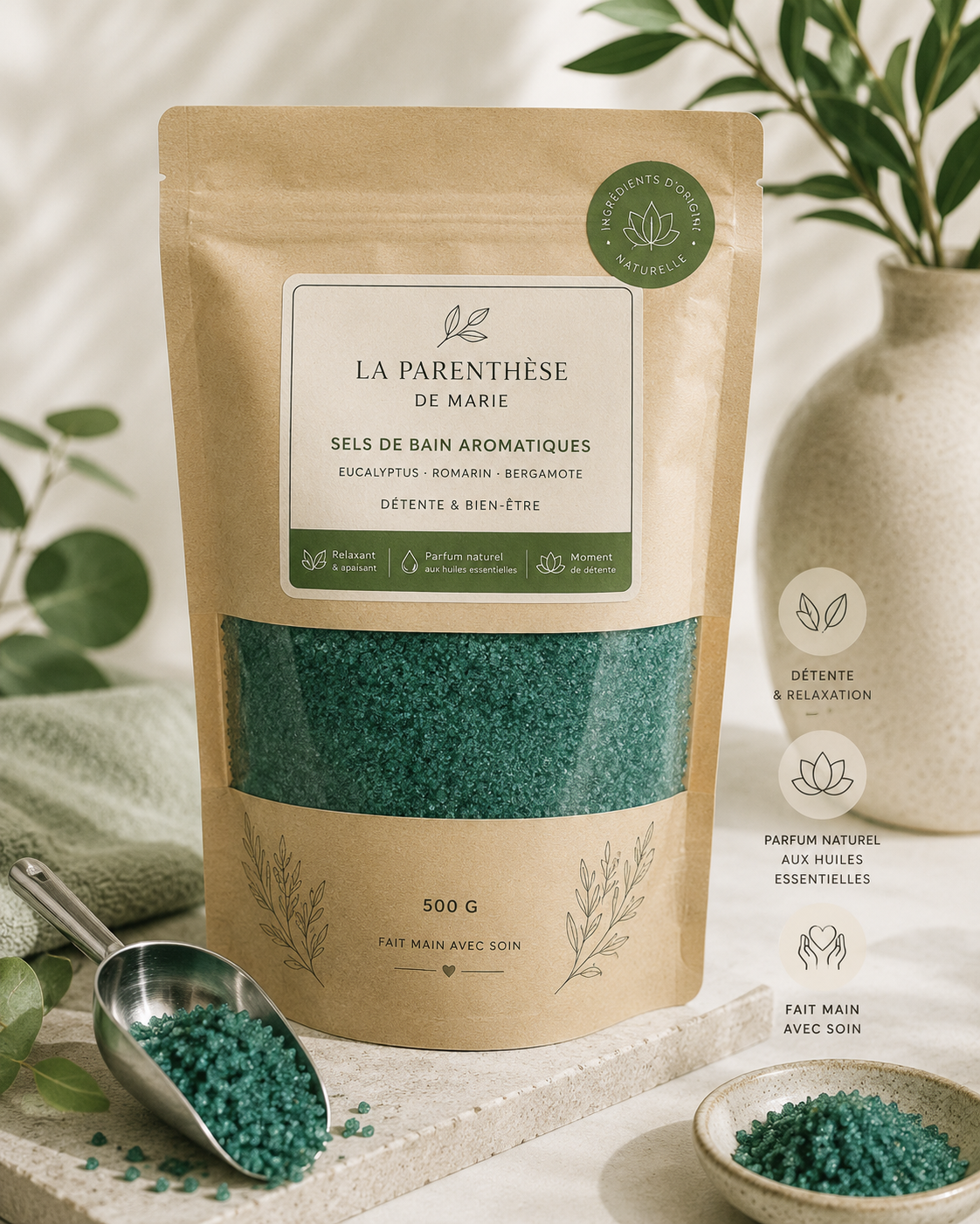 Sel de bain bien-être aux huiles essentielles 500 g