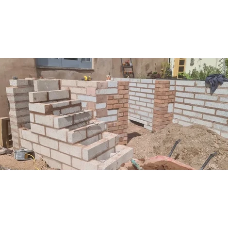 Block work placed in with raised concrete.