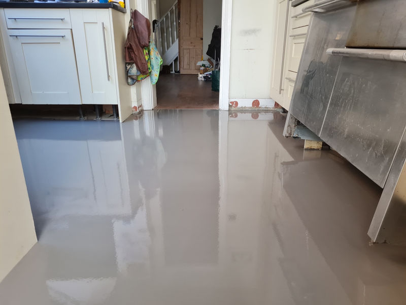Latex flooring in a kitchen
