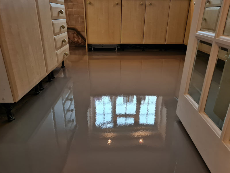 Latex flooring added to a kitchen