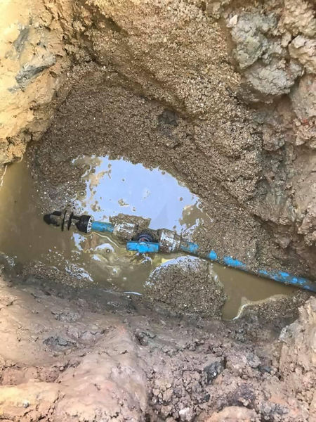 Water main repair by Maxin Drains & Groundworks.