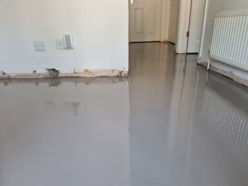 Latex flooring placed on smoothly