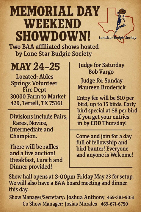 Upcoming: Memorial Day Weekend Showdown! May 24-25, 2025