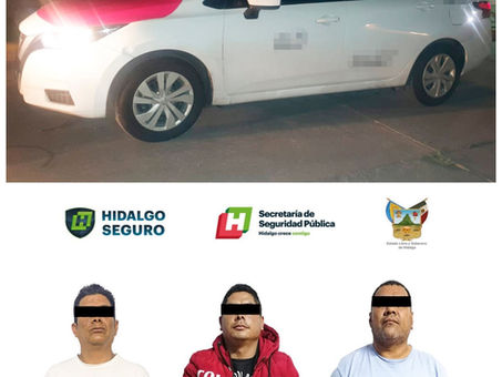 Asegura SSP Hidalgo a tres hombres tras presunto asalto a taquería de Mixquiahuala