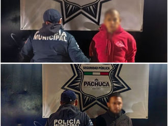 Recupera Policía Municipal de Pachuca motocicleta con reporte de robo y detiene a dos personas