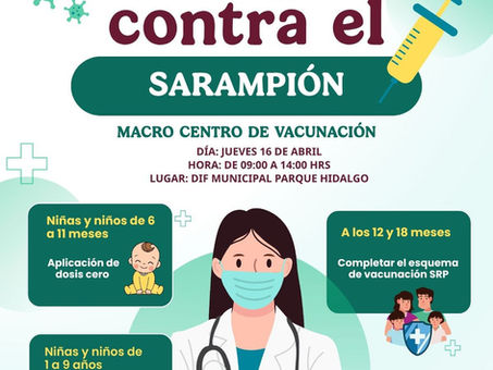 Realizarán macro centro de vacunación contra el sarampión en DIF Pachuca
