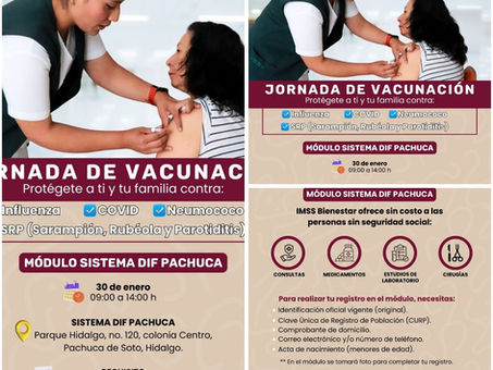 DIF Pachuca refuerza acciones de salud con Jornada de Vacunación y acceso a IMSS Bienestar