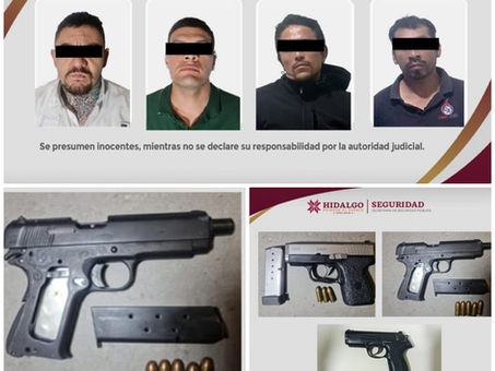 Con reforzamiento de operativos, SSPH detiene a 4 sujetos por portación ilegal de armas en Tula