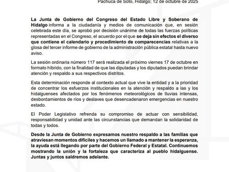 #Entérate, Comunicado del Congreso Local del Estado de Hidalgo*
