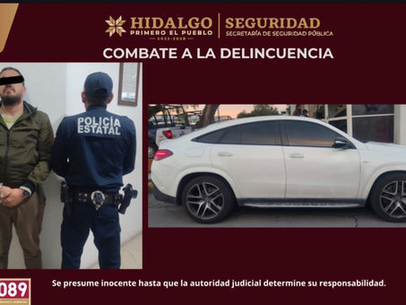 SSPH recupera vehículo robado en plaza comercial de Pachuca; aseguran a presunto responsable