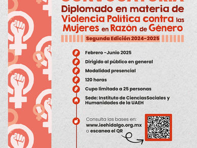 IEEH abre Convocatoria del Diplomado en Materia de Violencia Política contra las Mujeres