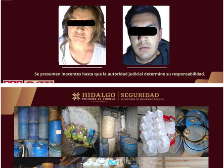 Policía Estatal desmantela almacén de hidrocarburo ilegal en Tulancingo