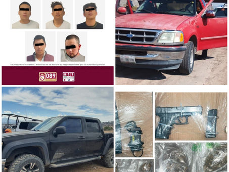 Detiene SSPH a cinco personas vinculadas con
robos violentos a transporte en carreteras y abigeato