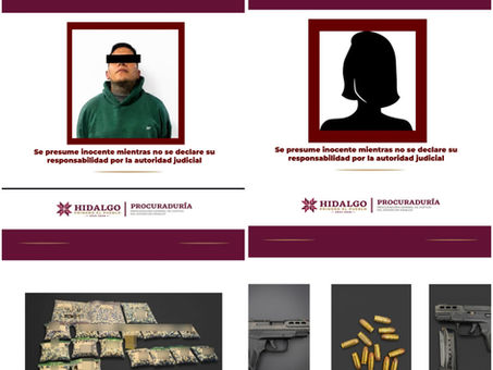 AIC de la PGJEH detuvo en Mineral de la Reforma, a dos personas por narcomenudeo