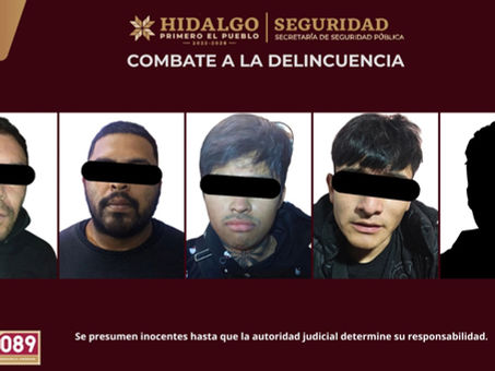 SSPH detiene cinco presuntos involucrados en distribución de droga en Tolcayuca