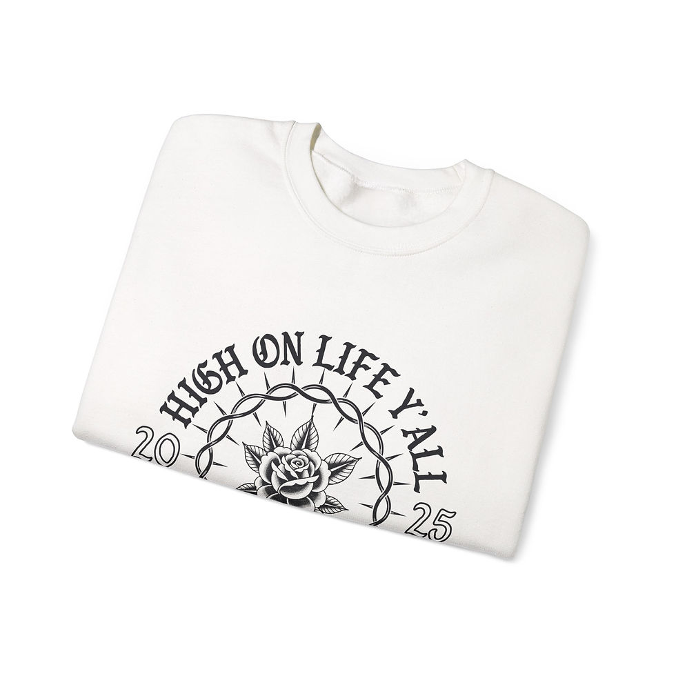 Thumbnail: Inspirational Crewneck Sweatshirt - High on Life Y'all, 