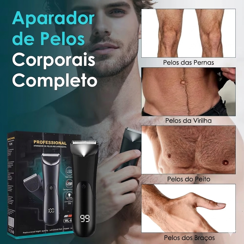 Aparador Masculino Premium Prova D`Agua para o Corpo – 2 em 1 com LED