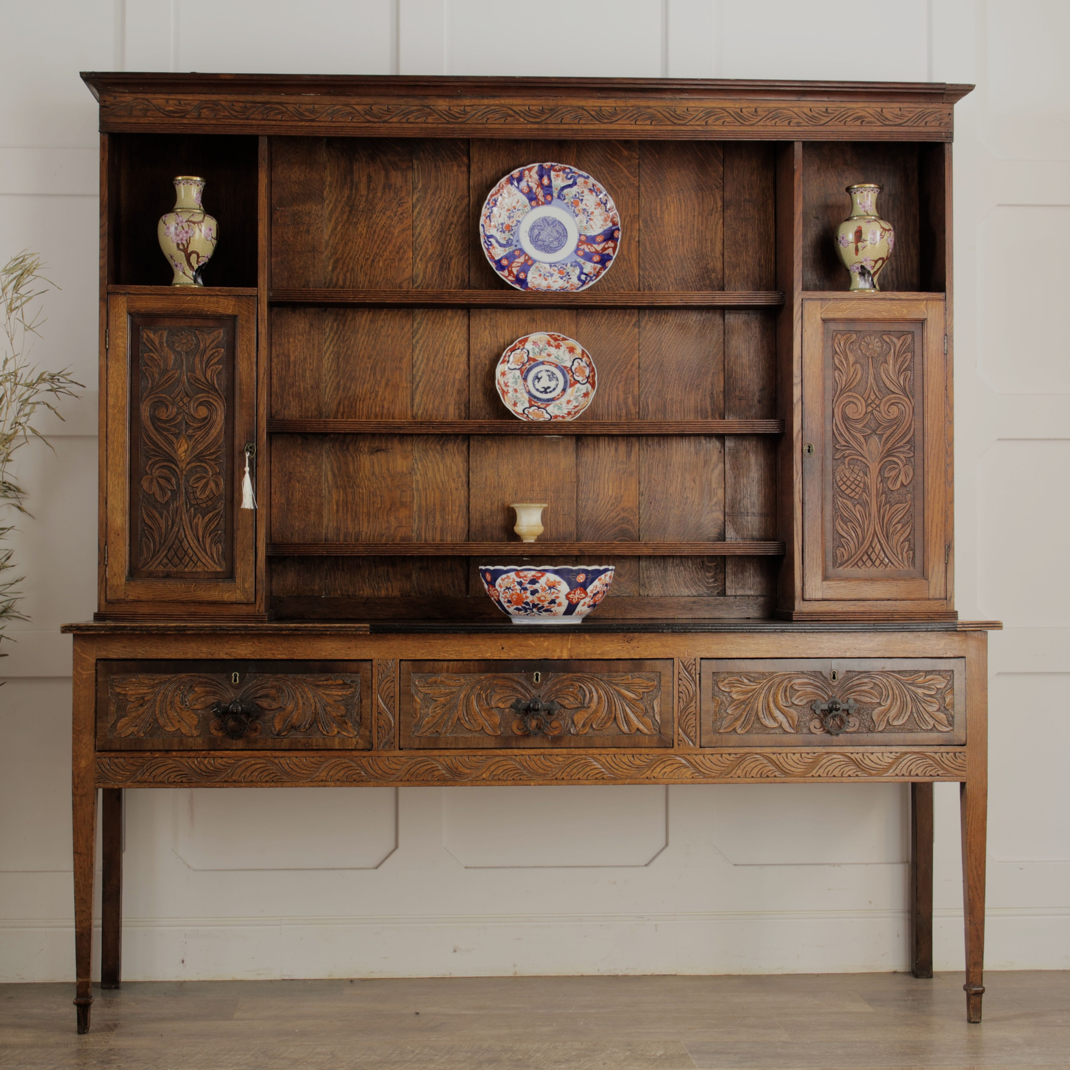Mid-19th-Century Carved Oak Dresser / Sideboard