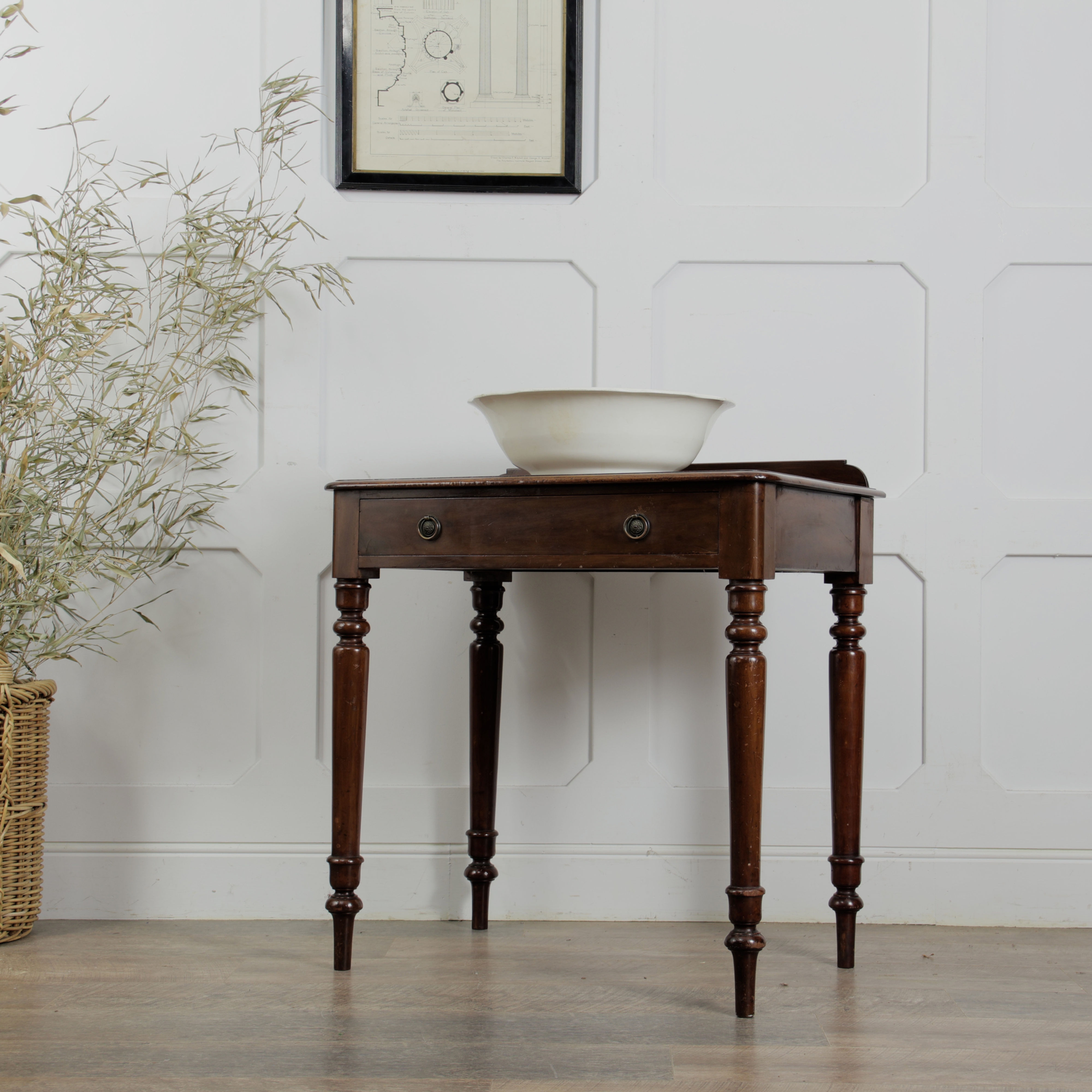 Victorian Single-Drawer Mahogany Washstand / Desk