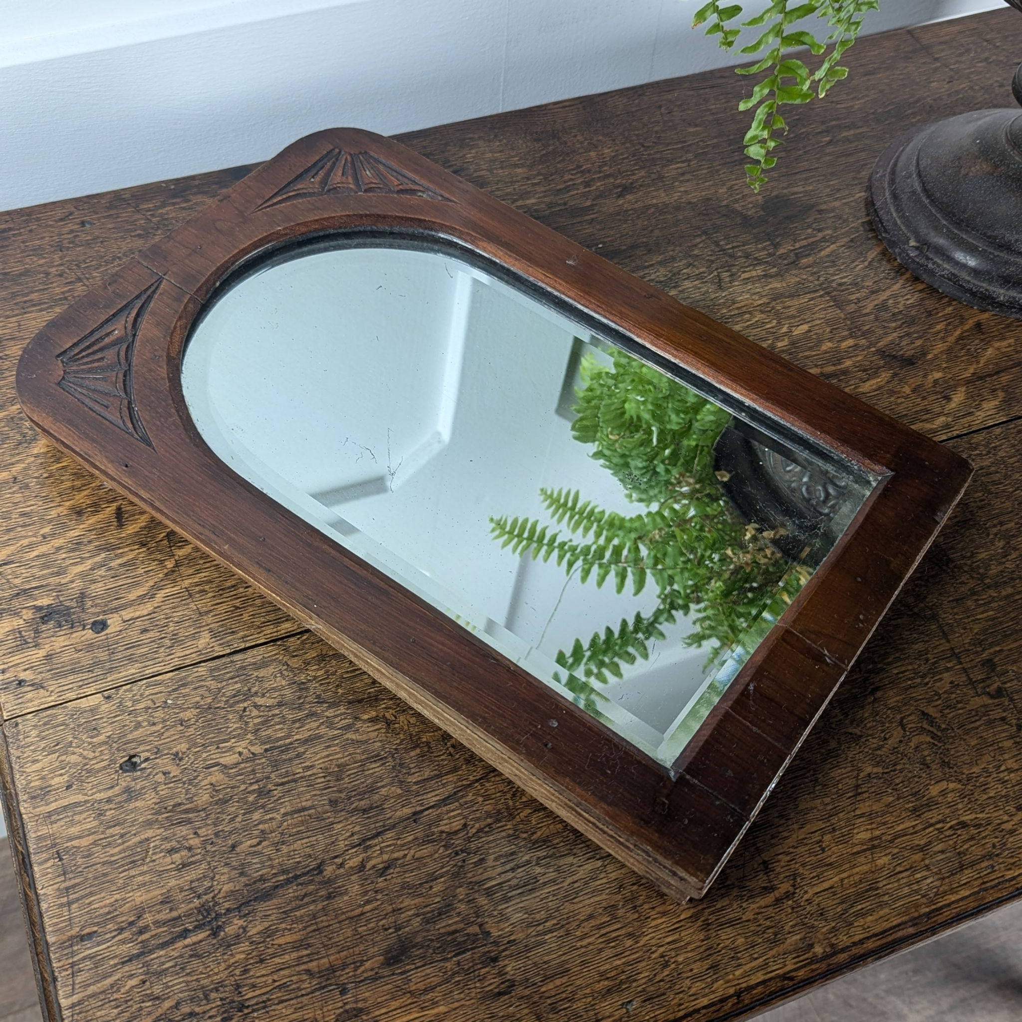 Small Victorian Mahogany Wall Hanging Or Shaving Mirror