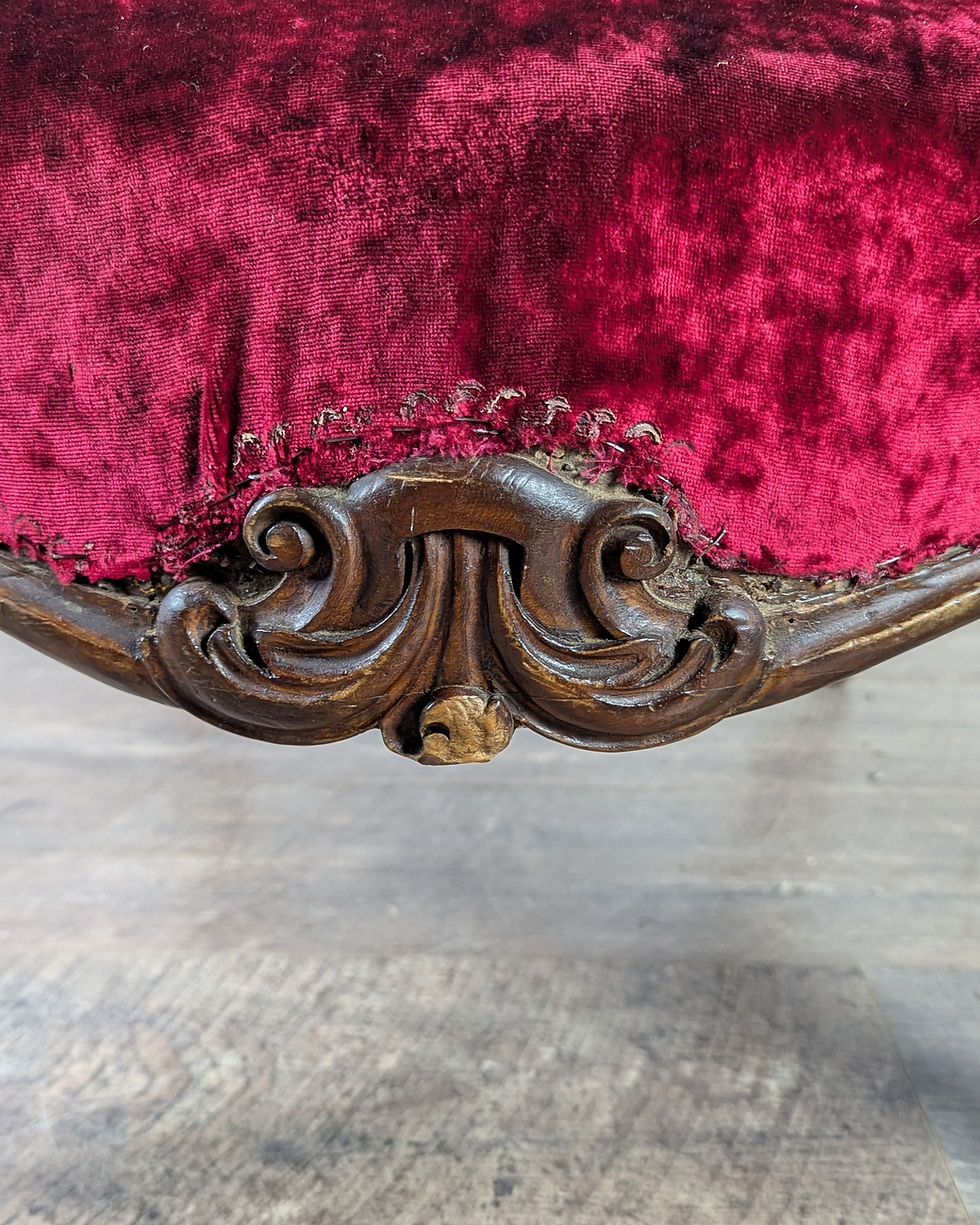 Thumbnail: Victorian Walnut & Red Velvet Armchair
