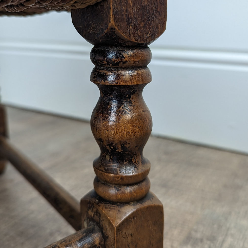 Thumbnail: Solid Oak Foot Stool With Woven Twine Seat