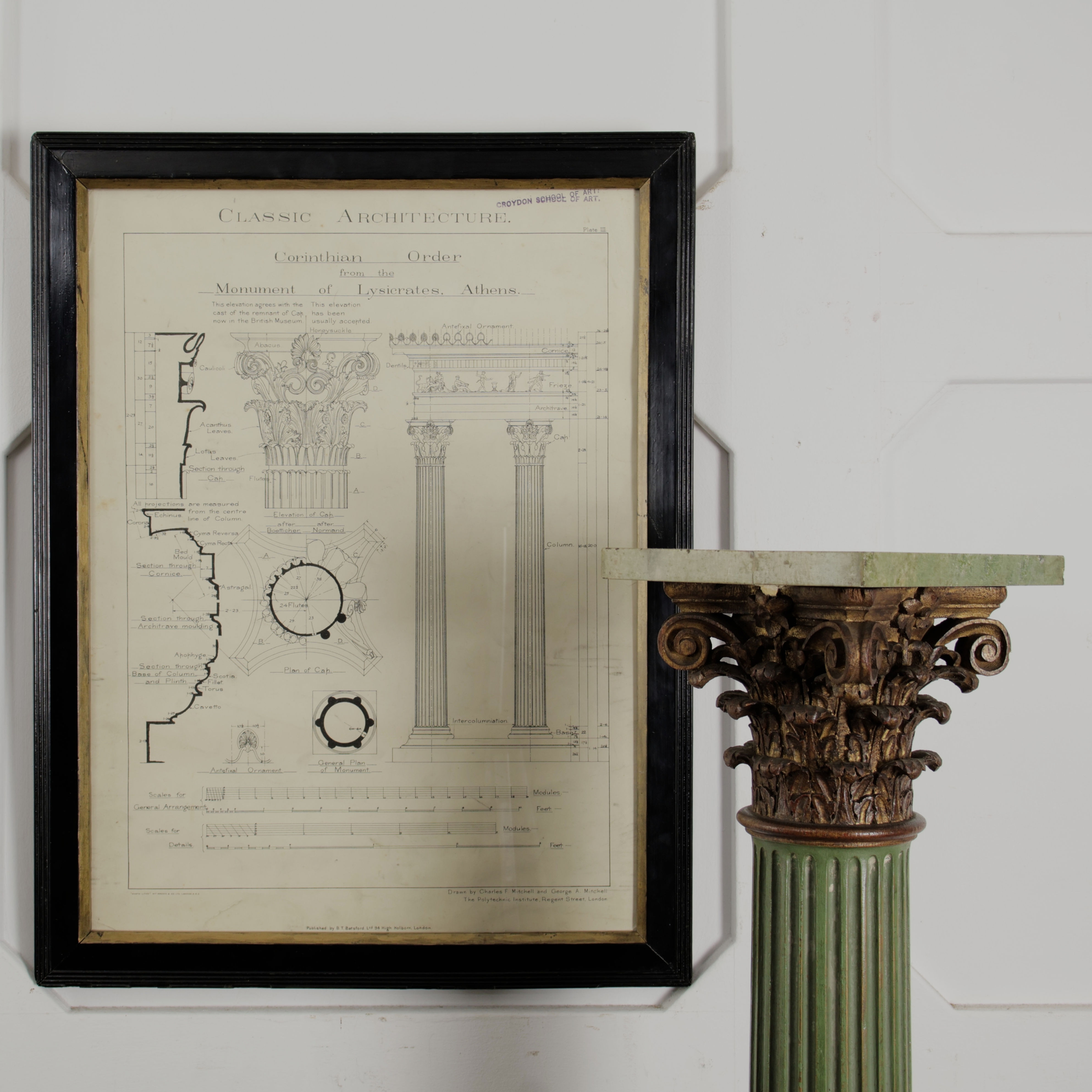 Early 20th-Century Framed Corinthian Order Plate