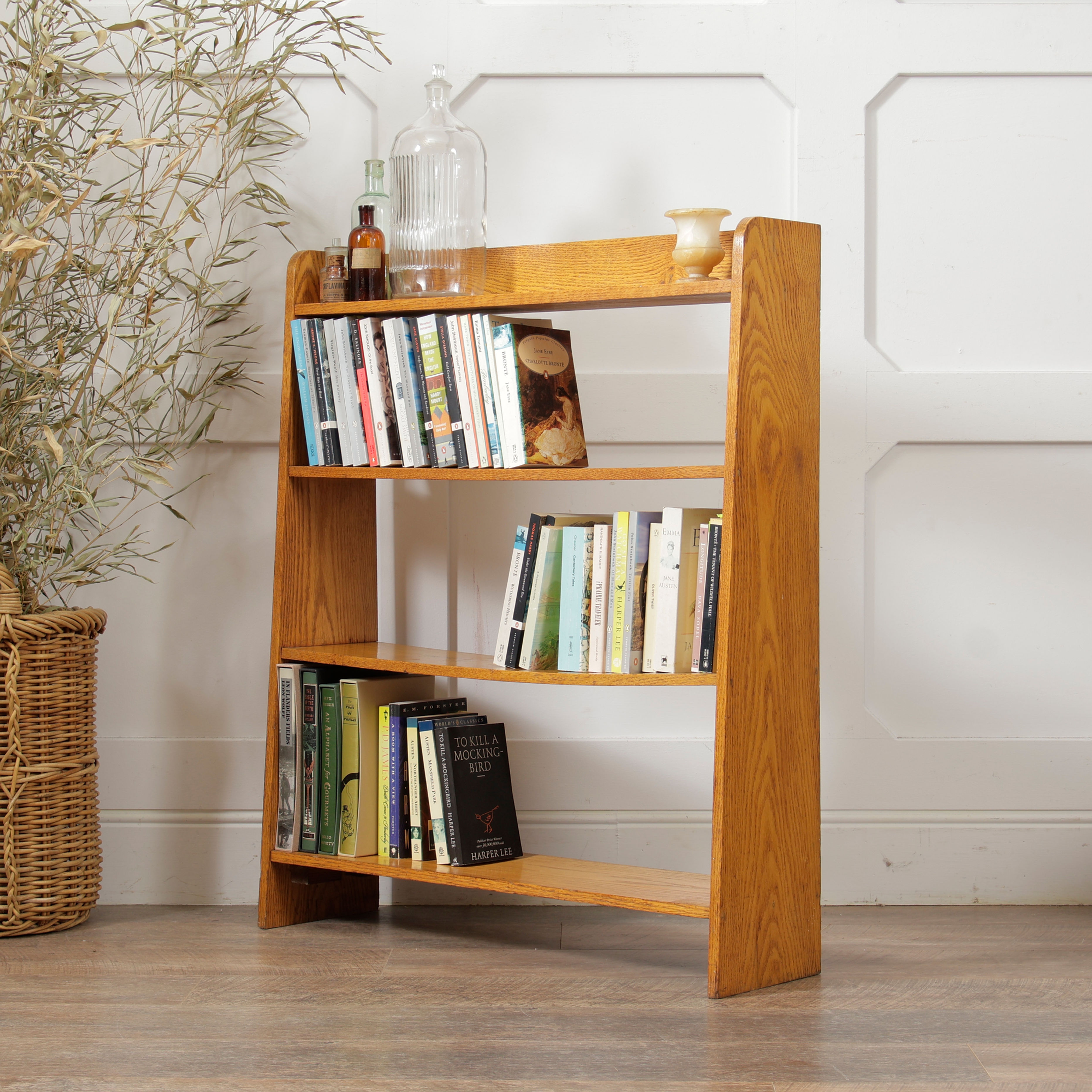 Vintage Honey Oak Waterfall Bookcase
