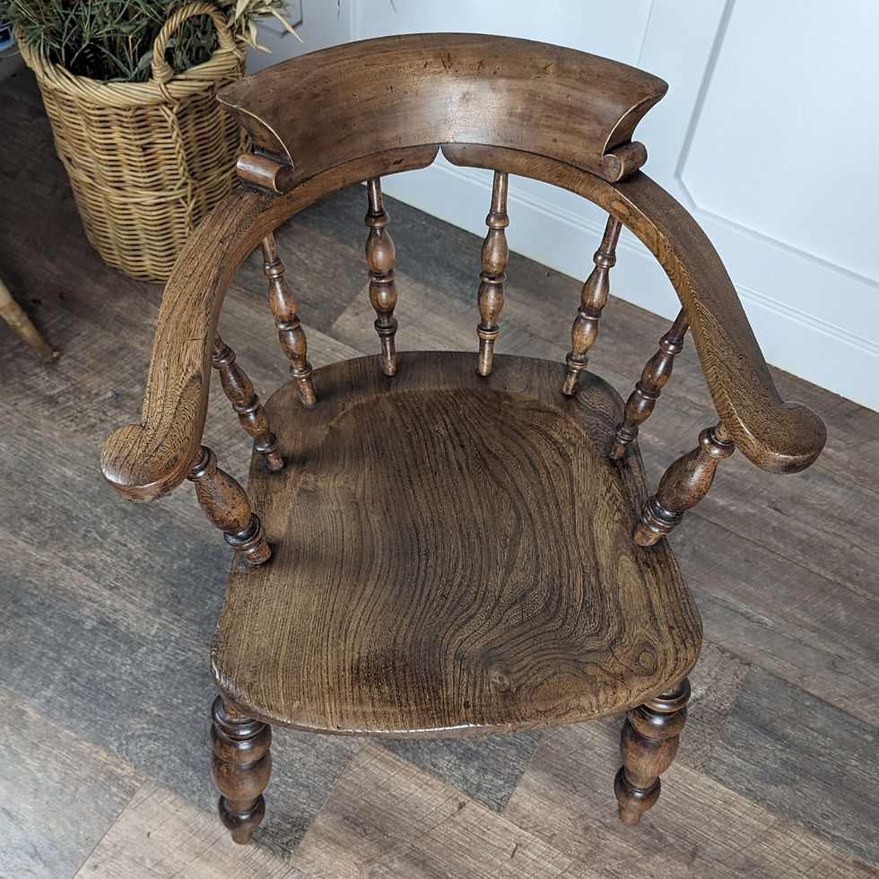 Thumbnail: Late 19th Early 20th Elm Smokers Bow Windsor Chair