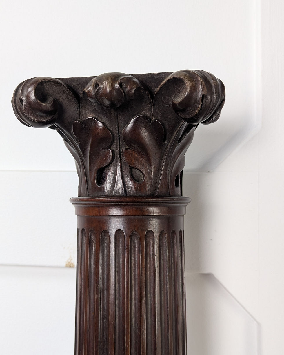 Thumbnail: Pair Of Carved Mahogany Reeded Corinthian Half Columns