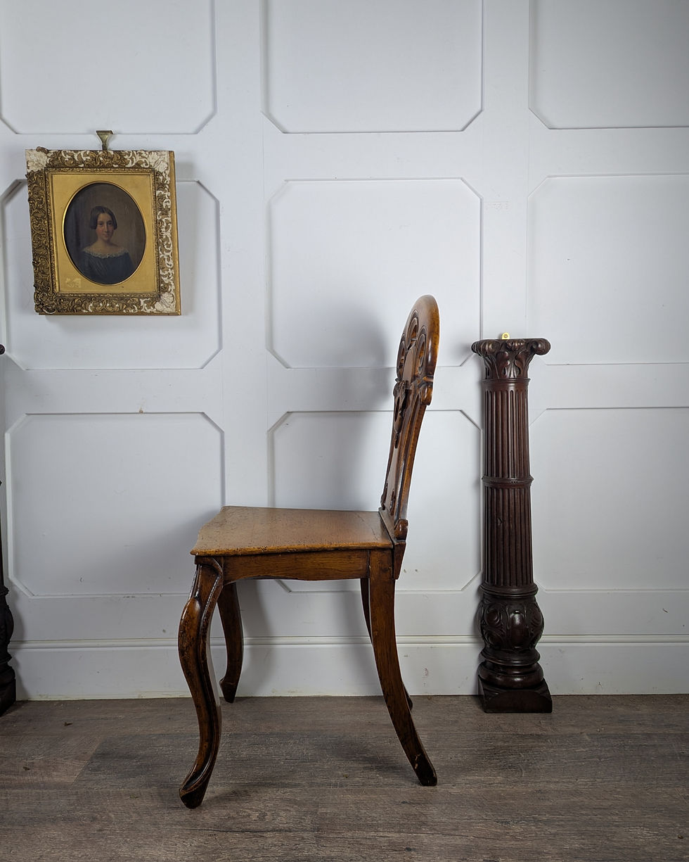 Thumbnail: Victorian Oak Shield-Back Chair