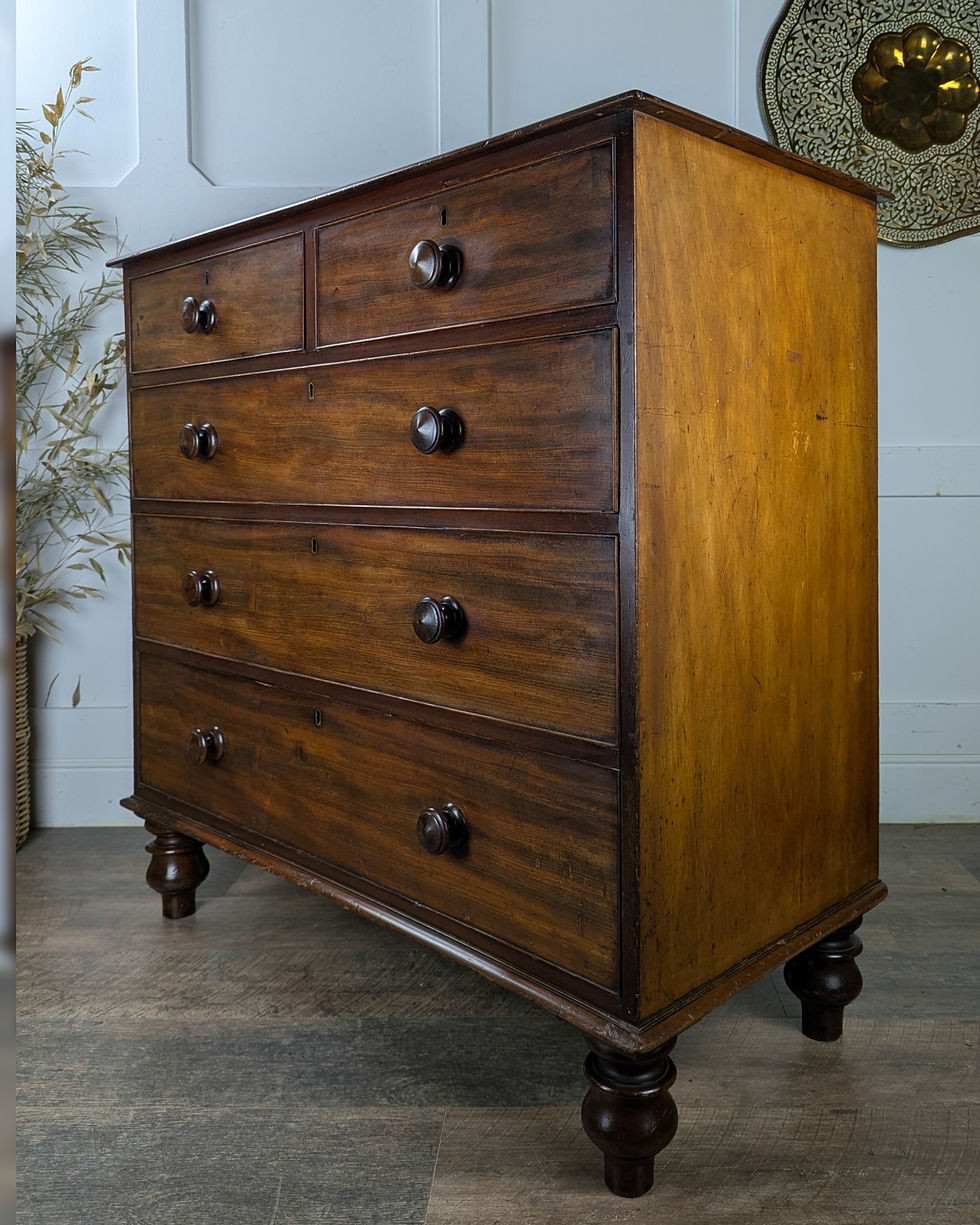 Thumbnail: Victorian Two Over three Mahogany Chest Of Drawers On Tulip Feet
