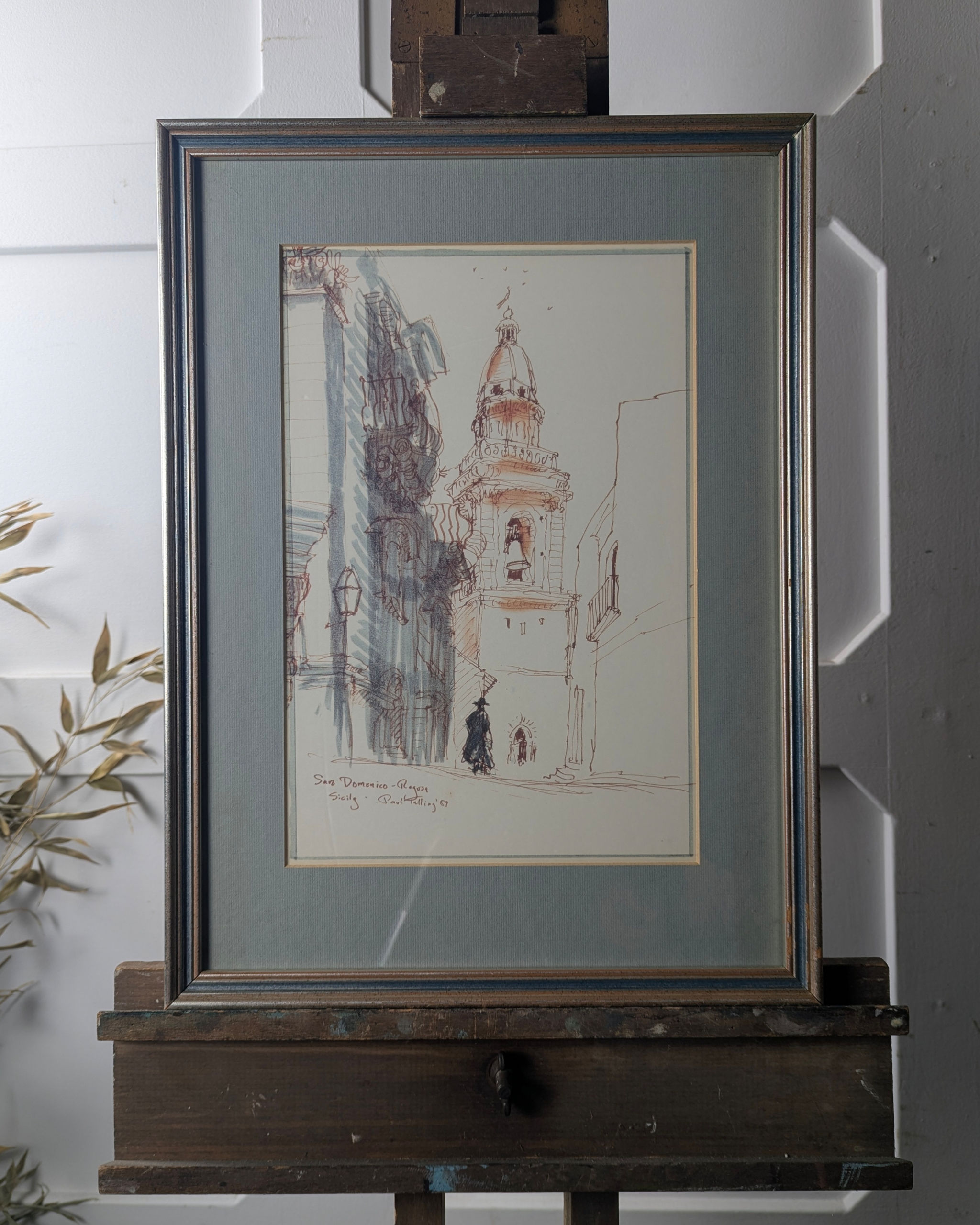 San Domenico Church, Ragusa, Sicily – Pen & Ink Sketch By Paul Telling (1969)