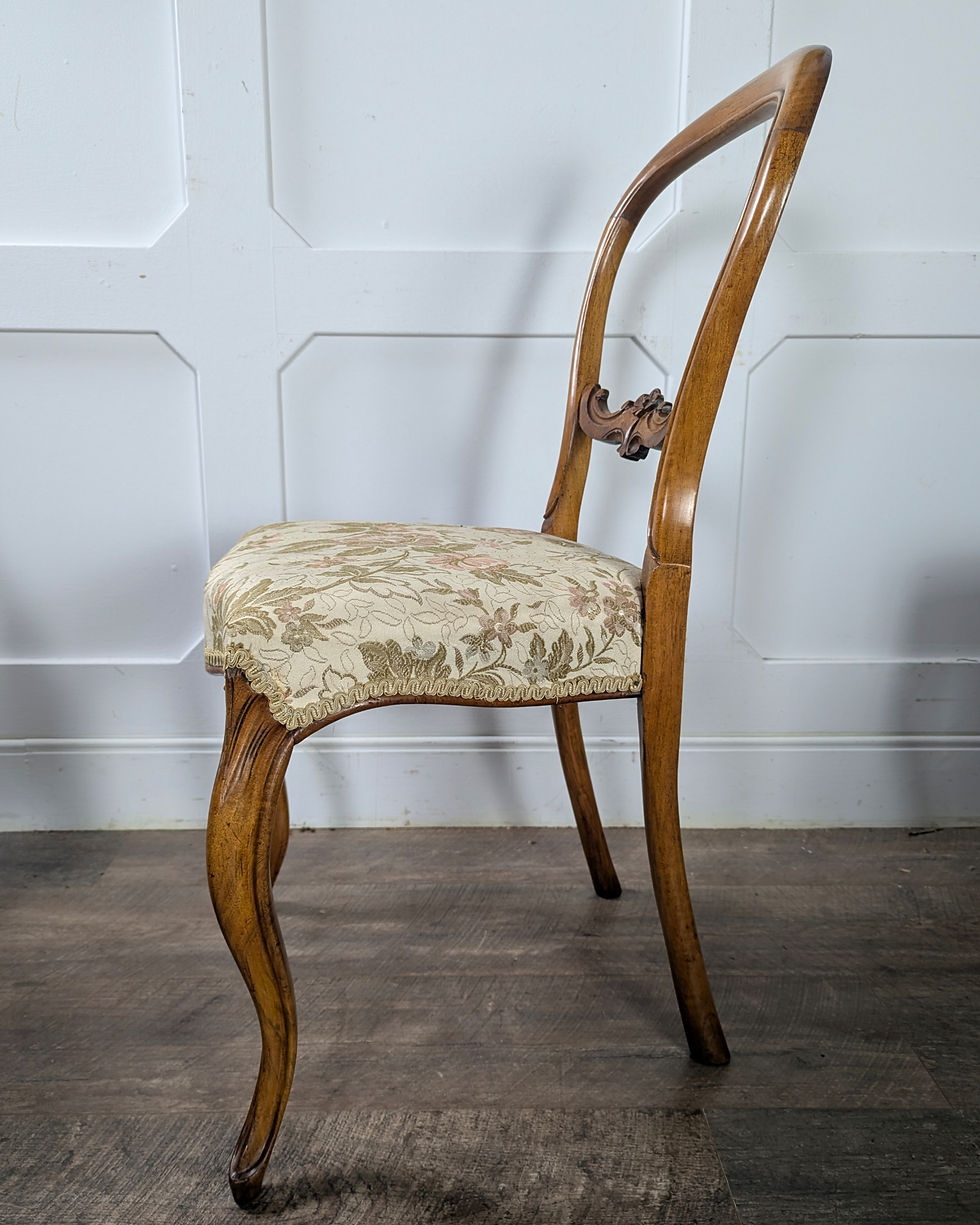 Thumbnail: Set Of Six Victorian Walnut Carved Balloon-Back Chairs