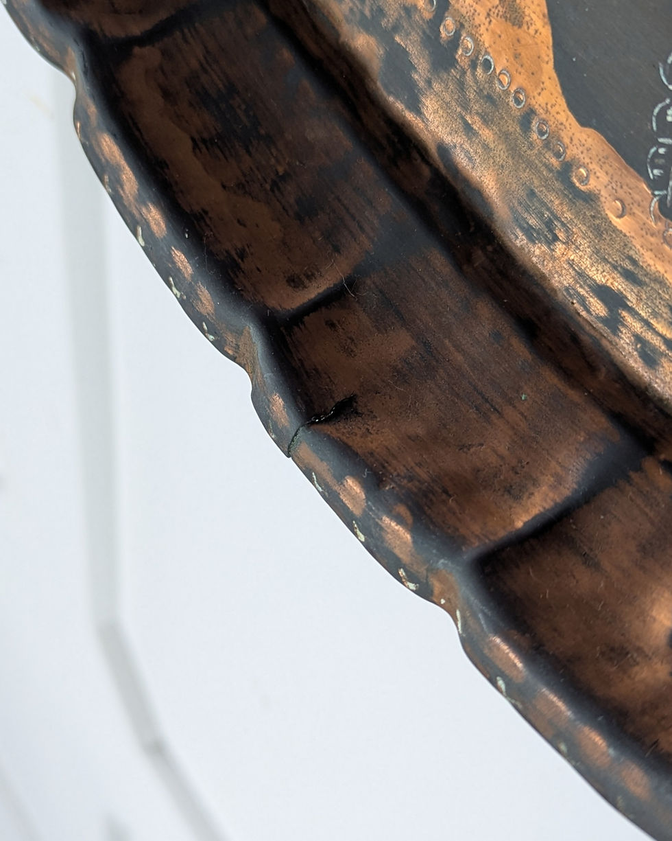 Thumbnail: Hand Hammered Antique Indian Copper Charger Or Tray
