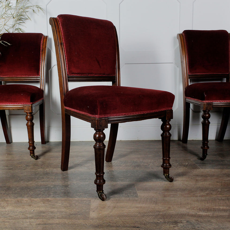 Thumbnail: Set Of Four Victorian Red Velvet Chairs