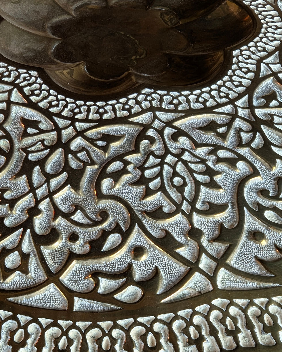 Thumbnail: Late 19th-Century Pressed Brass Indian Tiffin Table Tray Top — School Of Jaipur