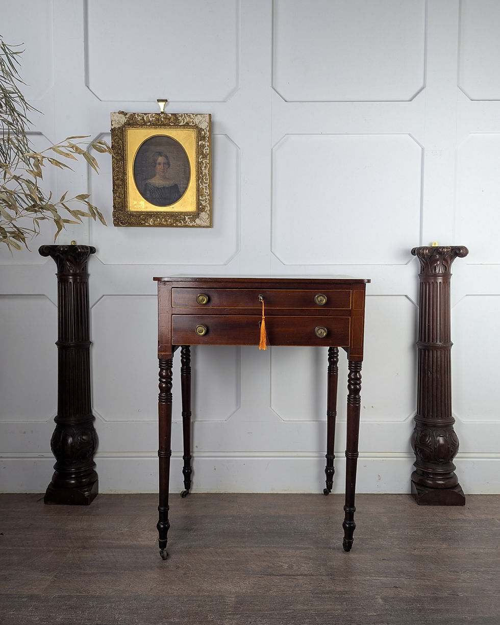 Thumbnail: Regency Flame Mahogany Two-Drawer Side Table