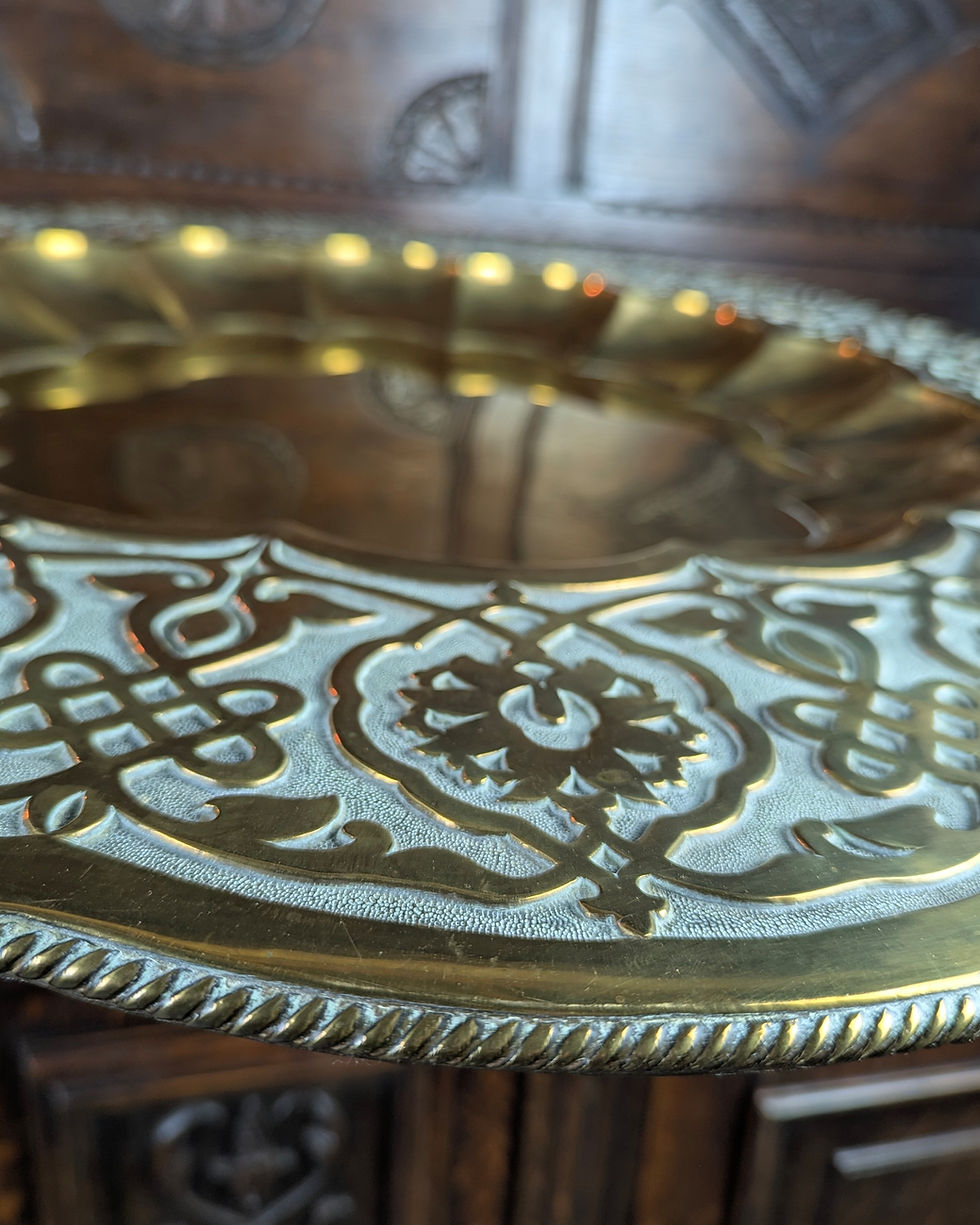 Thumbnail: Large Late 19th-Century Pressed Brass Indian Table Tray Top — School Of Jaipur