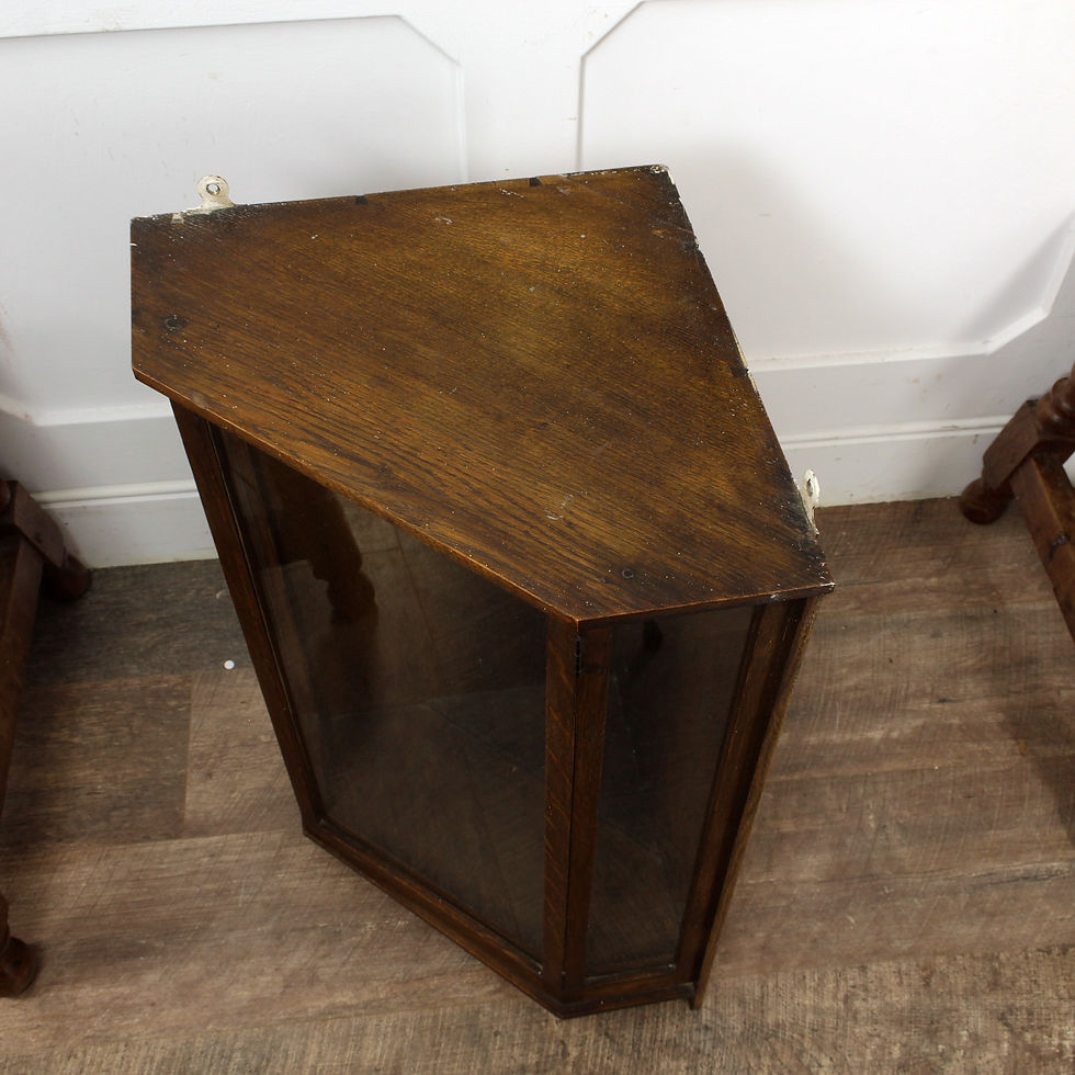 Thumbnail: Edwardian Oak Glazed Corner Cabinet (Dated 1909)