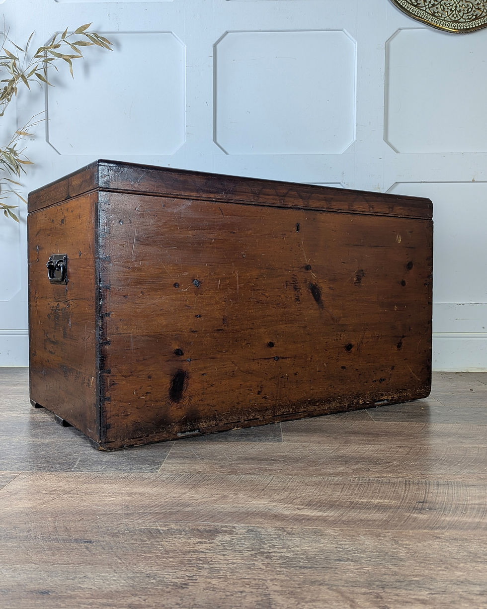 Thumbnail: Victorian Pine Blanket Box Or Trunk