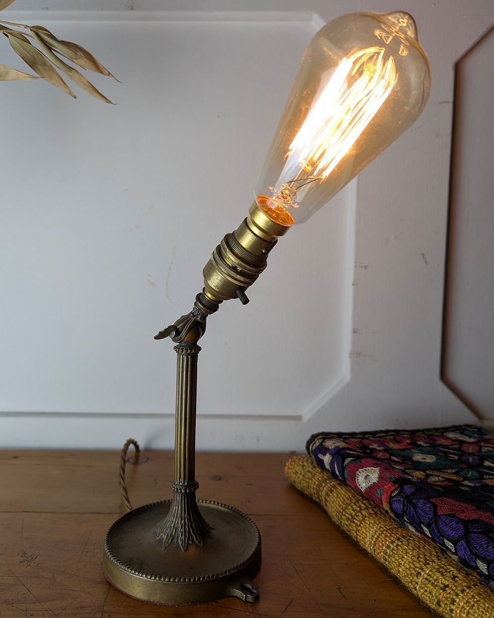 Thumbnail: Early 20th-Century Brass Pullman Table / Wall Lamp