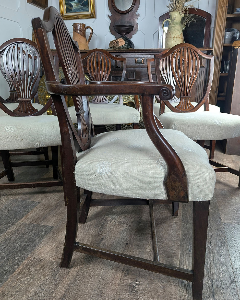 Thumbnail: Set Of Seven Georgian Walnut Shield-Back Hepplewhite Chairs