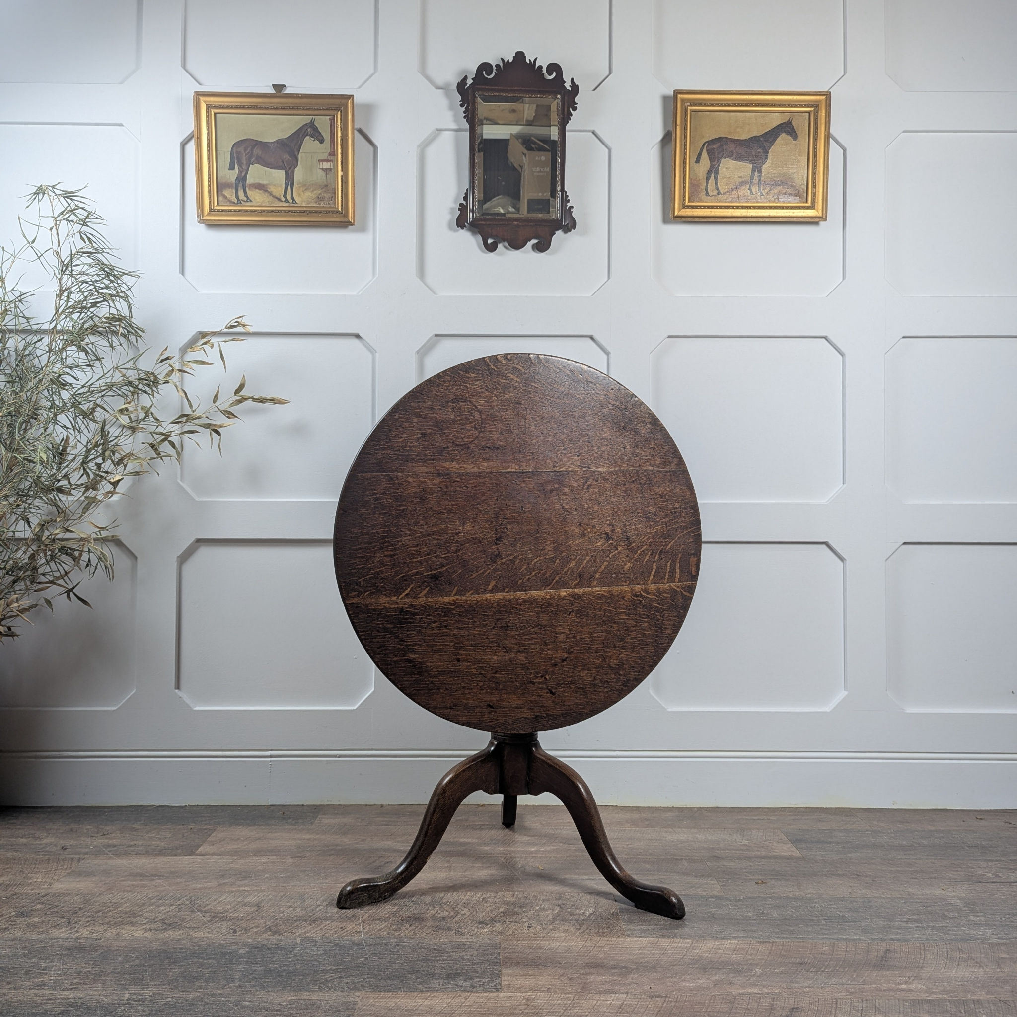 18th Century Oak Tilting Tea Table With Birdcage