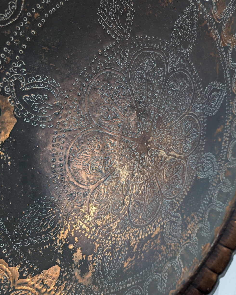 Thumbnail: Hand Hammered Antique Indian Copper Charger Or Tray